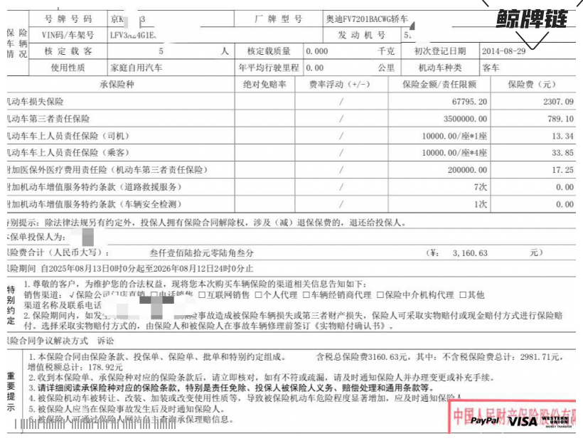 鲸牌链-京牌车长租平台-闲置京牌车长租：3100 元/月 奥迪A6L 5座 汽油小轿车 尾号3 