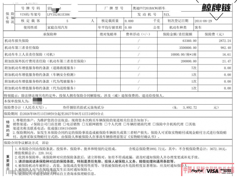 鲸牌链-京牌车长租平台-闲置京牌车长租：2700 元/月 奥迪A6L 5座 汽油小轿车 尾号3 